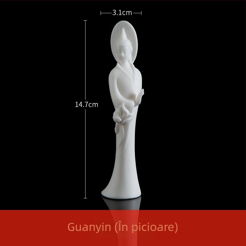 Suport de bețișe de tămâie Dehua – Figurină Zen cu Bodhidharma și Guanyin, decor pentru casă.