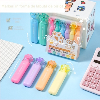 Odeme pix fluorescent în formă de labă de pisică, protecție pentru ochi, desen animat drăguț, design premium, vârf înclinat în nuanțe macaron