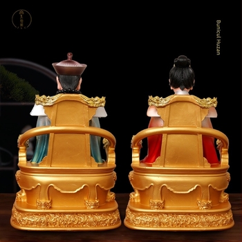 Statuie Buddha pentru decor de interior, 16 inchi (38 cm), culoare cupru, rășină cu fibră de sticlă