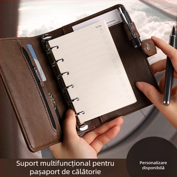 Caiet A6 multifuncțional, detașabil, cu suport pentru carduri și spațiu de depozitare, set cadou în cutie, cu logo personalizat