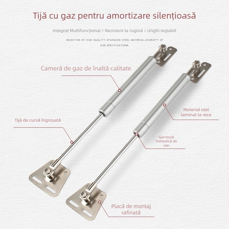 Arc gaz pentru uși de dulap, cu acționare pneumatică telescopică