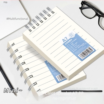 A7 mic carnet spiral pentru elevi, caiet de buzunar simplu, notebook portabil cu rânduri, copertă PP impermeabilă