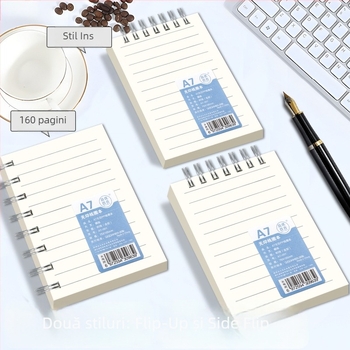 A7 mic carnet spiral pentru elevi, caiet de buzunar simplu, notebook portabil cu rânduri, copertă PP impermeabilă