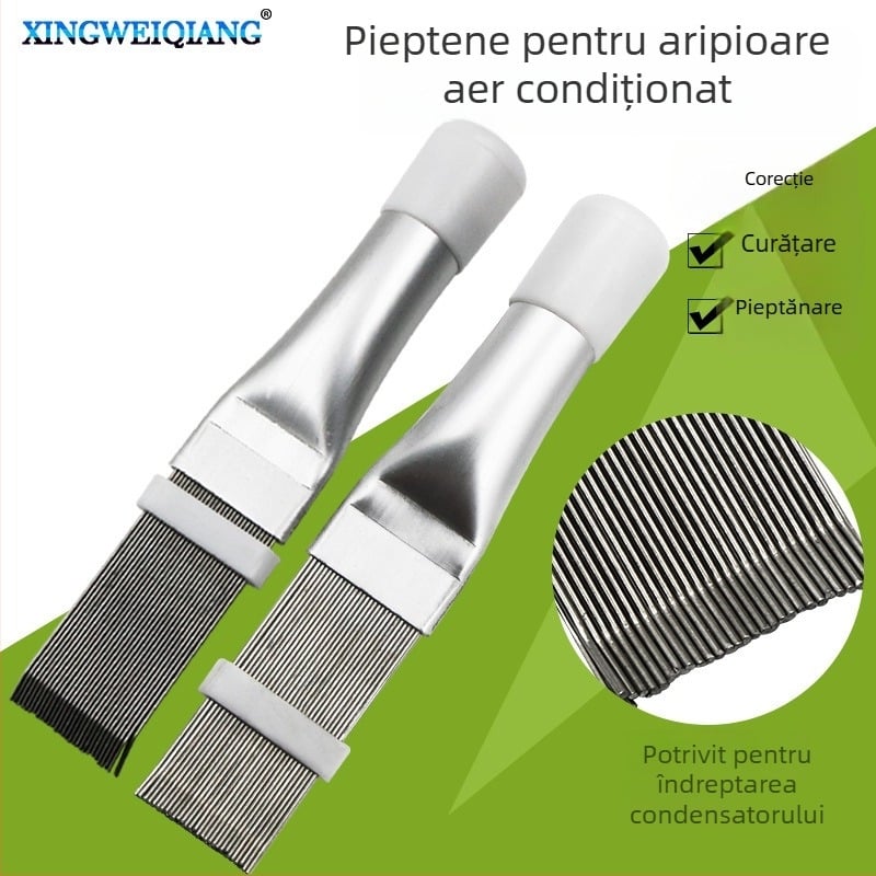 Pieptene din oțel inoxidabil pentru lamelele condensatorului și evaporatorului de aer condiționat; unealtă de îndreptat lamelile cu perie