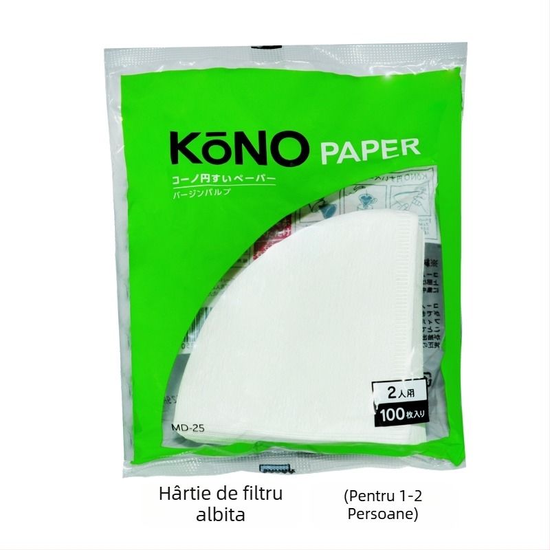 Filtru de cafea Kono V60, filtru conic din celuloză de lemn, 40 sau 100 foi
