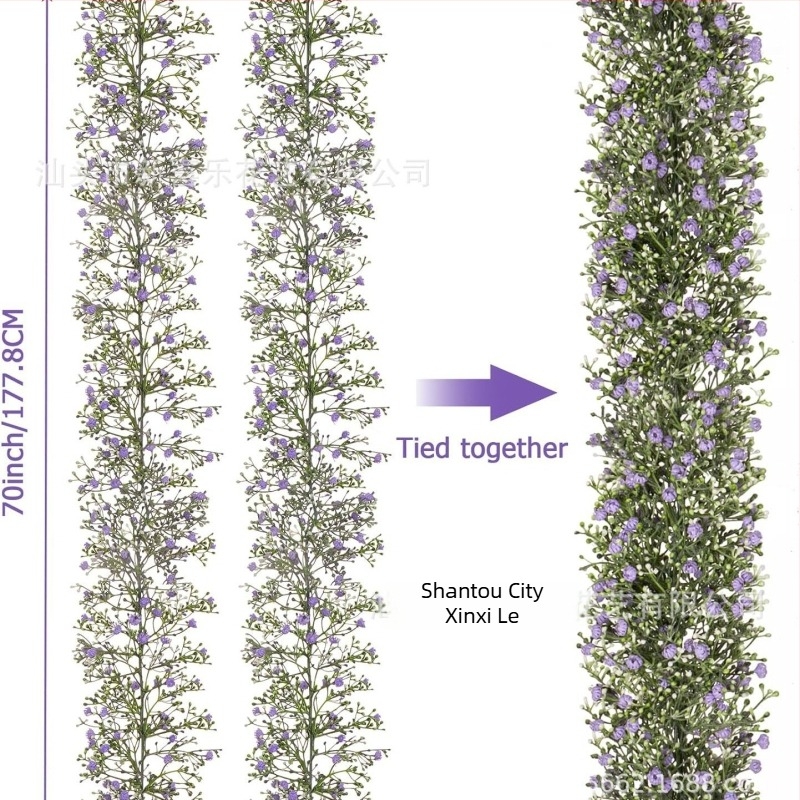 Buchet de flori artificiale Baby's Breath și viță verde pentru decor interior al livingului, înălțime 100–200 cm