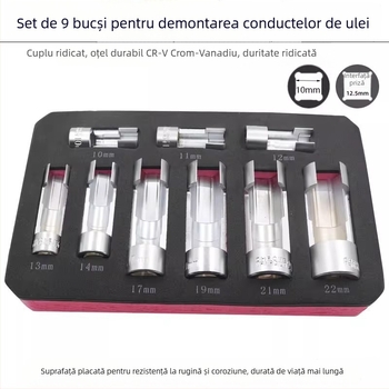 Set de 9 piese pentru demontarea conductei de combustibil, cheie pentru senzorul de oxigen, trusă de instrumente pentru repararea conductelor de combustibil