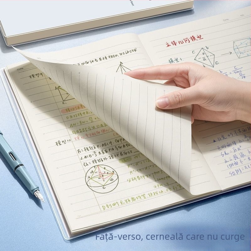 Caiet îngroșat format B5 cu design simplu, copertă tip binder — planner pentru studenți, jurnal de pregătire la examene și diary cu husă moale