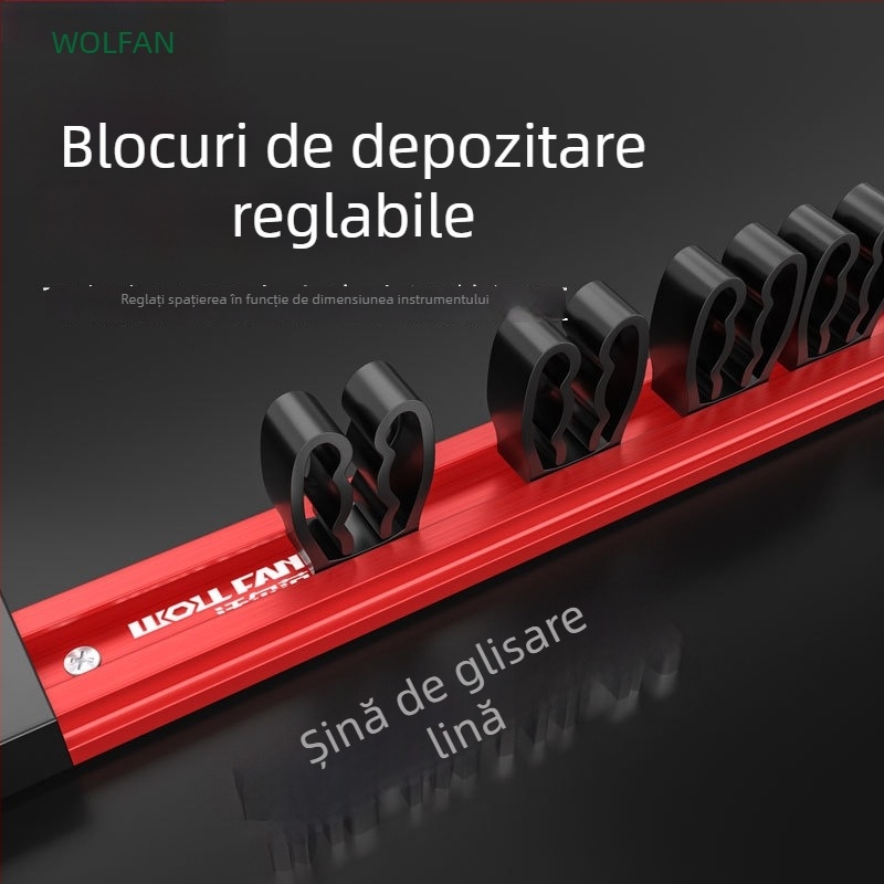 Raft magnetic din aliaj de aluminiu – organizator pentru șurubelnițe, chei și clești