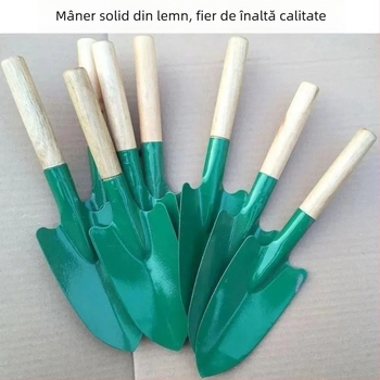Lopată mică de grădină cu mâner din lemn pentru flori și legume – unealtă de grădinărit multifuncțională