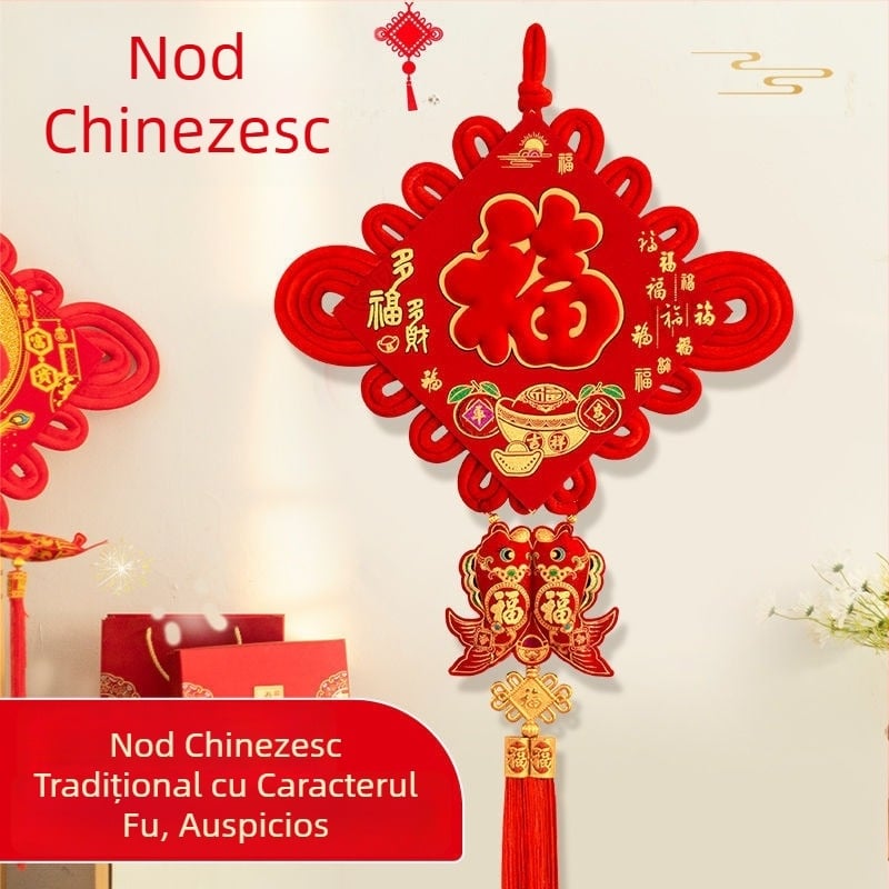 Pandantiv norocos din nod chinezesc, mare pentru living, nodul păcii pentru hol, decor pentru casă nouă, Festivalul Primăverii