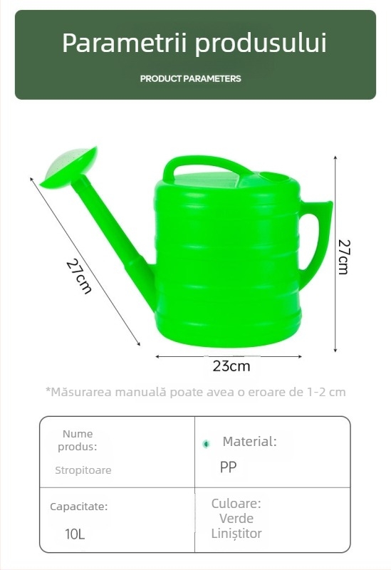 Qihua stropitoare de 10L din plastic, cu gură lungă și orificii fine, pentru grădină și legume