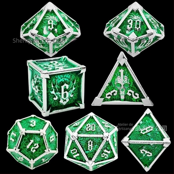 Set de zaruri metalice, 7 forme diferite, zaruri Cthulhu RPG pentru D&D și jocuri de societate