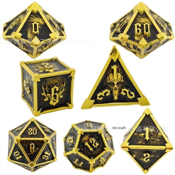 Set de zaruri metalice, 7 forme diferite, zaruri Cthulhu RPG pentru D&D și jocuri de societate