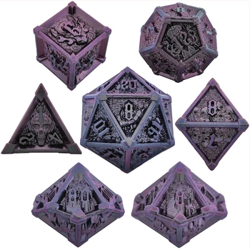 Set de zaruri metalice, 7 forme diferite, zaruri Cthulhu RPG pentru D&D și jocuri de societate