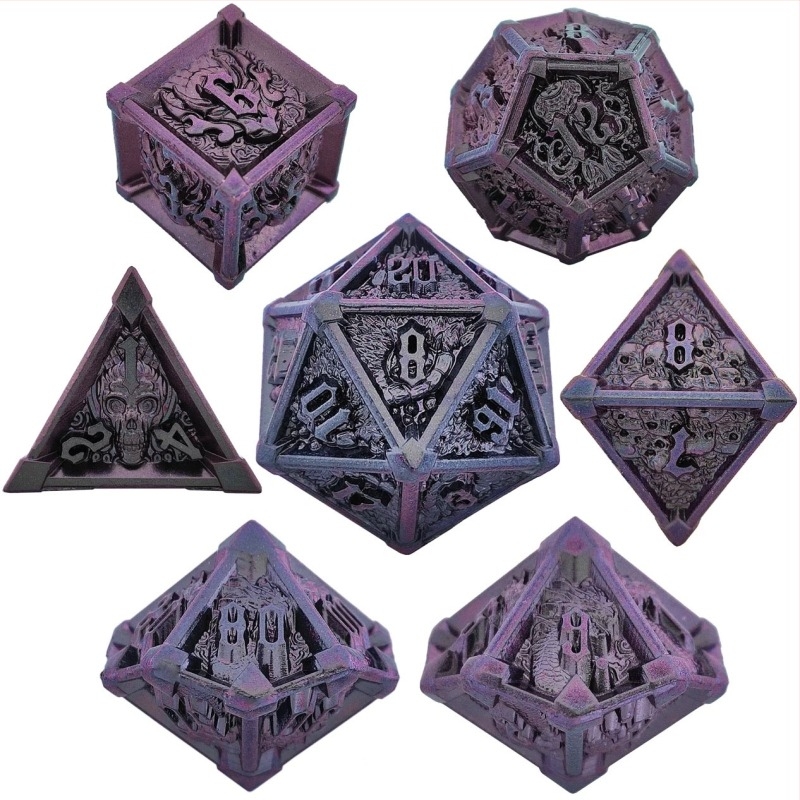 Set de zaruri metalice, 7 forme diferite, zaruri Cthulhu RPG pentru D&D și jocuri de societate