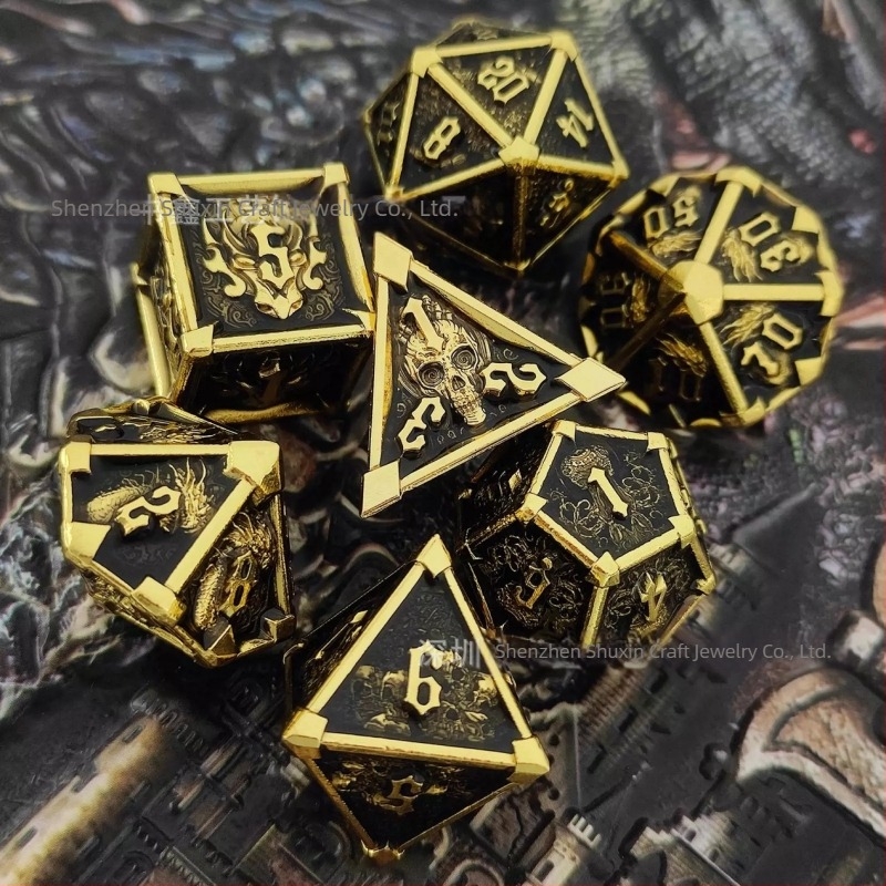 Set de zaruri metalice, 7 forme diferite, zaruri Cthulhu RPG pentru D&D și jocuri de societate