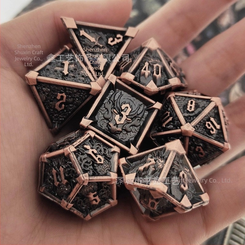 Set de zaruri metalice, 7 forme diferite, zaruri Cthulhu RPG pentru D&D și jocuri de societate