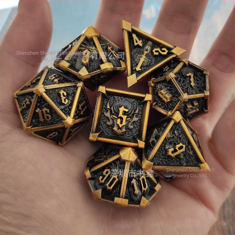 Set de zaruri metalice, 7 forme diferite, zaruri Cthulhu RPG pentru D&D și jocuri de societate