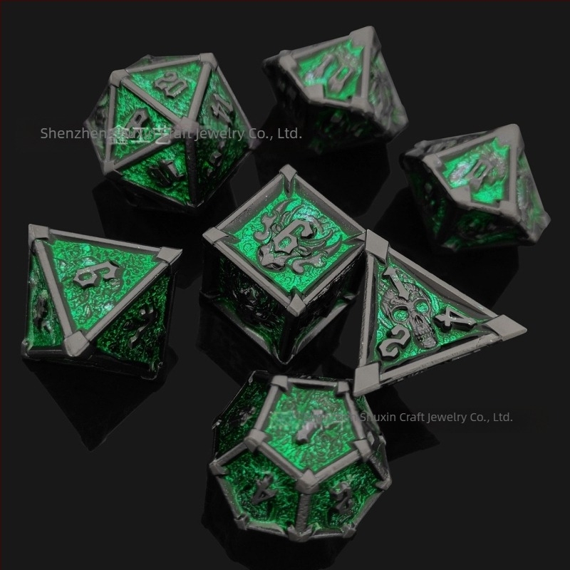 Set de zaruri metalice, 7 forme diferite, zaruri Cthulhu RPG pentru D&D și jocuri de societate