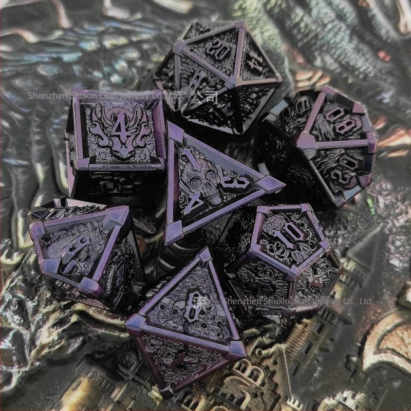 Set de zaruri metalice, 7 forme diferite, zaruri Cthulhu RPG pentru D&D și jocuri de societate