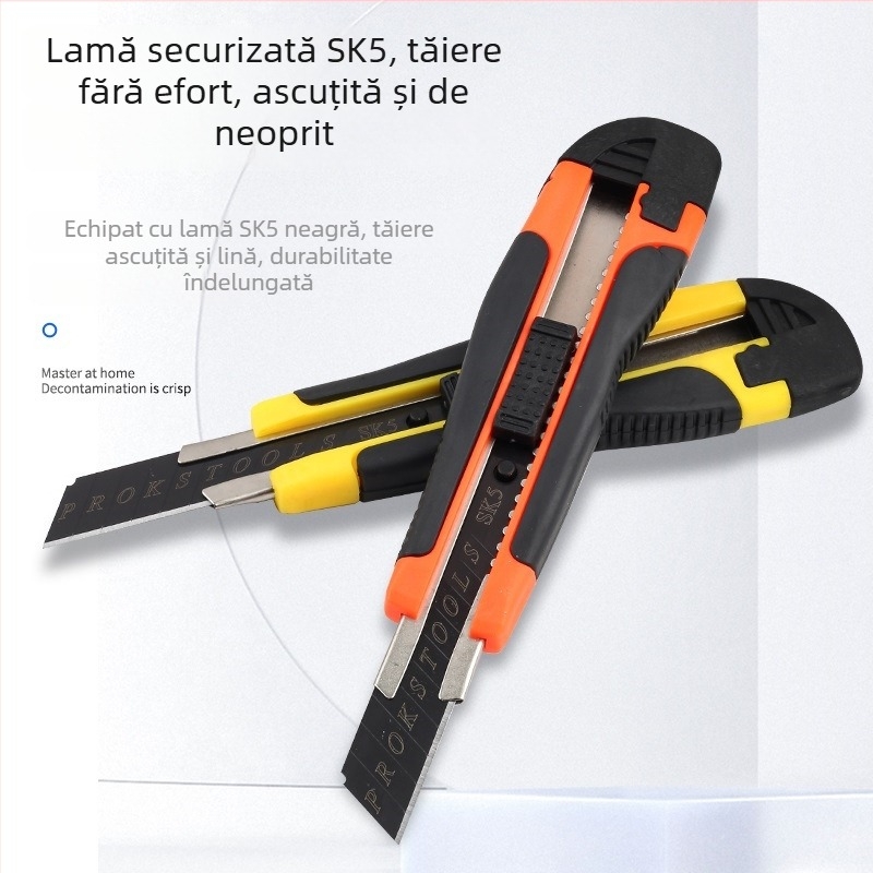 Xinton cuțit de artă cu acoperire din plastic, lamă neagră, mare, instrument robust pentru deschiderea coletelor, tăierea hârtiei și tapetului
