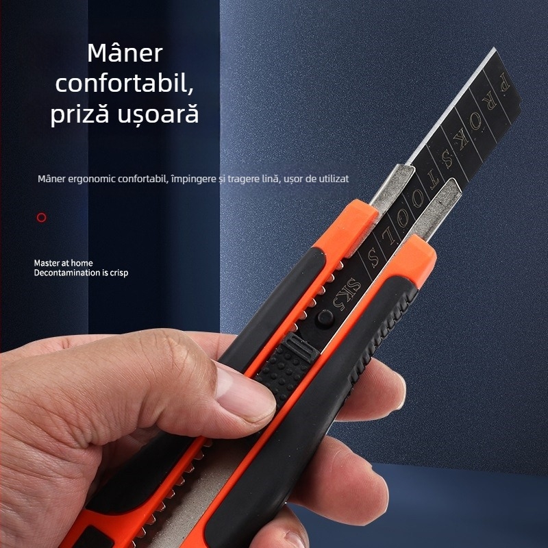 Xinton cuțit de artă cu acoperire din plastic, lamă neagră, mare, instrument robust pentru deschiderea coletelor, tăierea hârtiei și tapetului