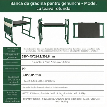 Scaun de genunchi pentru grădină, pliabil – suport multifuncțional pentru grădină