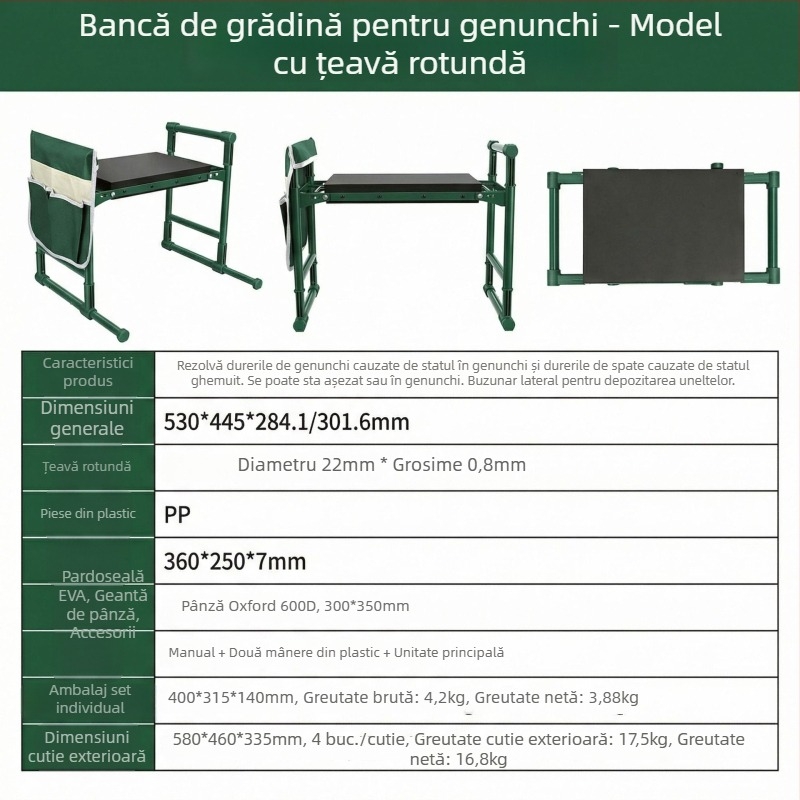 Scaun de genunchi pentru grădină, pliabil – suport multifuncțional pentru grădină