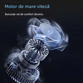 Ventilator portabil pentru talie, cu baterie încorporată, alimentare USB, 3 trepte de viteză, 5 palete, motor brushless