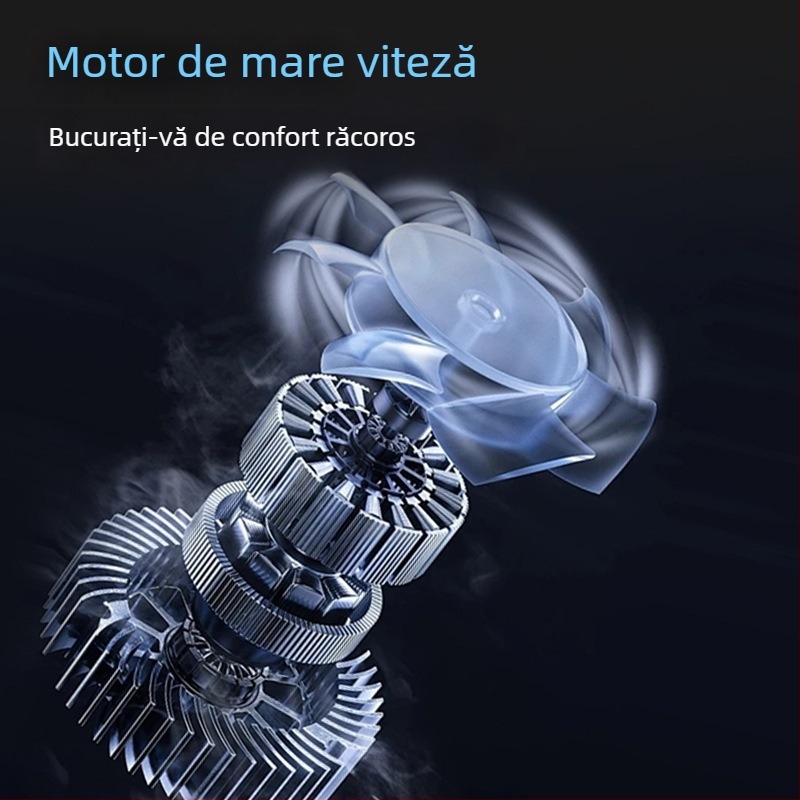 Ventilator portabil pentru talie, cu baterie încorporată, alimentare USB, 3 trepte de viteză, 5 palete, motor brushless
