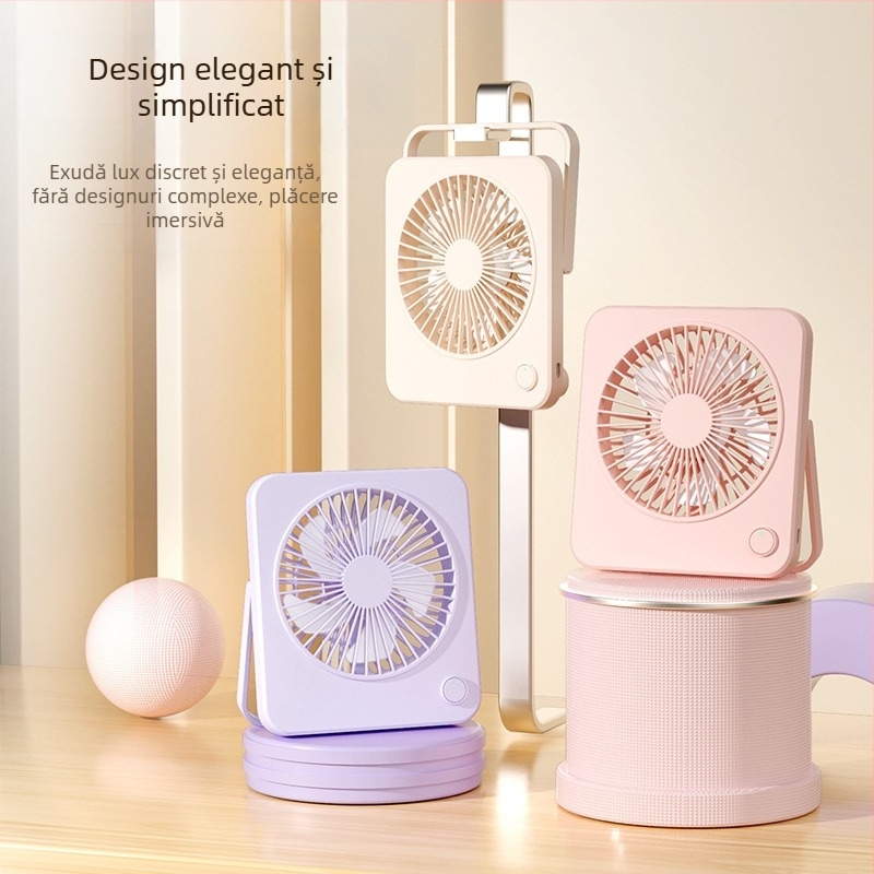 Ventilator de birou USB extrem de subțire, cu baterie încorporată 2000-4000mAh, montabil pe perete, funcționare silențioasă, display digital, 5 trepte de viteză