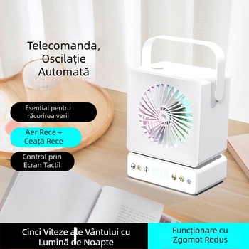 Ventilator de birou cu oscilație, vaporizator încorporat, reîncărcabil USB, autonomie lungă, pentru casă și birou