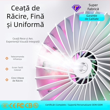 Ventilator de birou cu oscilație, vaporizator încorporat, reîncărcabil USB, autonomie lungă, pentru casă și birou