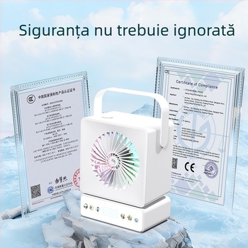 Ventilator de birou cu oscilație, vaporizator încorporat, reîncărcabil USB, autonomie lungă, pentru casă și birou