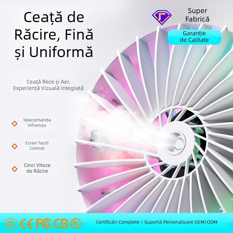 Ventilator de birou cu oscilație, vaporizator încorporat, reîncărcabil USB, autonomie lungă, pentru casă și birou