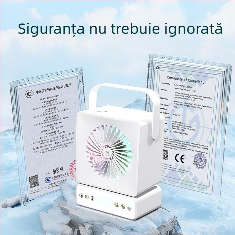Ventilator de birou cu oscilație, vaporizator încorporat, reîncărcabil USB, autonomie lungă, pentru casă și birou