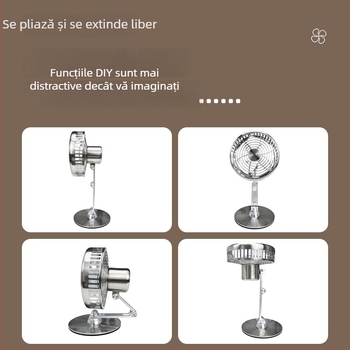 Ventilator metal de birou, pliabil, USB reîncărcabil, silențios, pentru birou