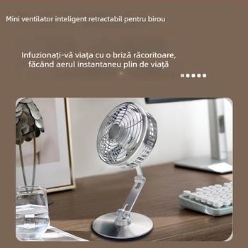 Ventilator metal de birou, pliabil, USB reîncărcabil, silențios, pentru birou