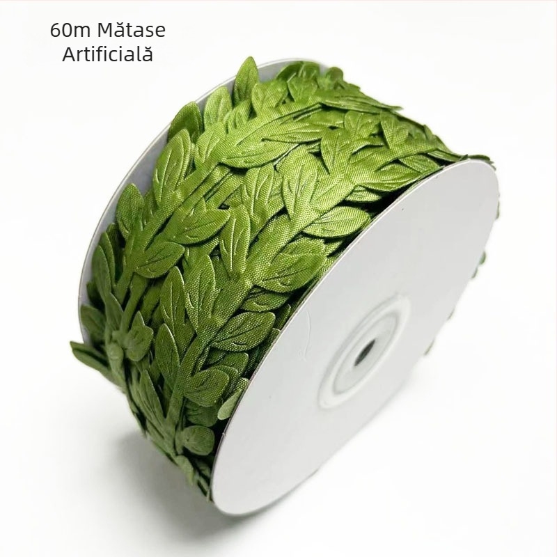 Ghirlandă din frunze verzi cu relief ultrasonic, frunze dantelate, elemente decorative de viță, lungime 20 m sau 40,60 m