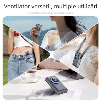 Ventilator de talie din aliaj USB, portabil pentru exterior, mini, silențios, cu baterie încorporată