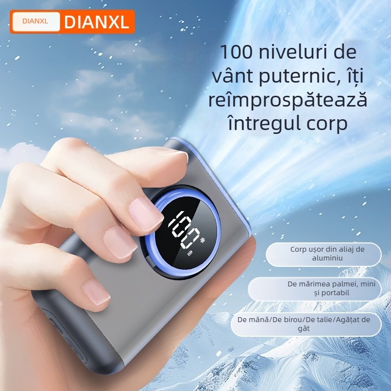 Ventilator de talie din aliaj USB, portabil pentru exterior, mini, silențios, cu baterie încorporată
