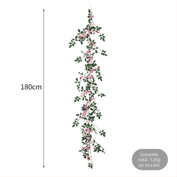 Decorațiune pentru tavan de nuntă cu viță de trandafir sălbatic, 1,8 m, perete vegetal interior cu plante artificiale