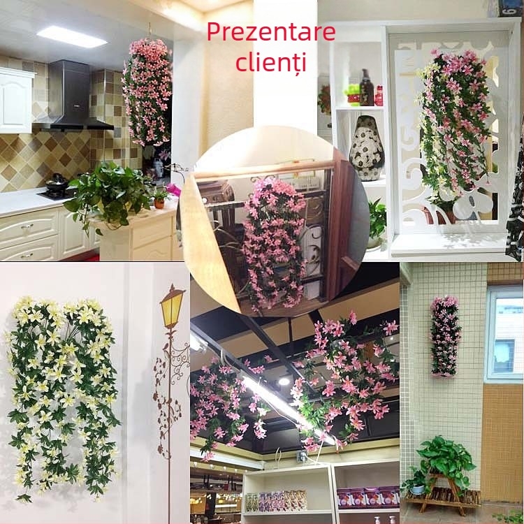 Viță artificială cu crin – flori din plastic și satin, decor interior pentru living, pentru perete, lungime 30–100 cm