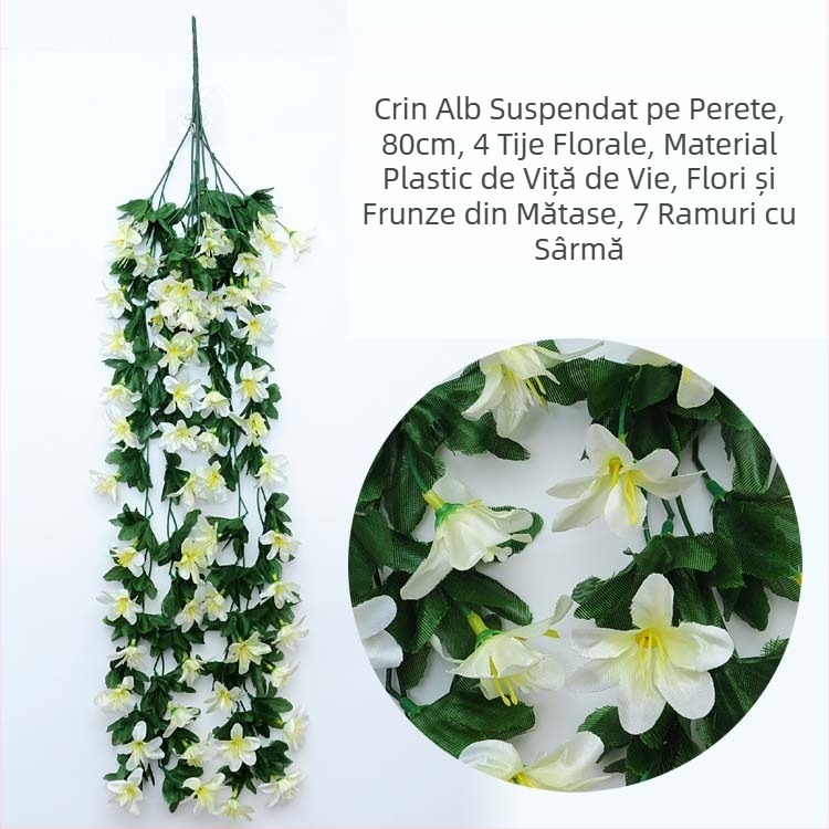 Viță artificială cu crin – flori din plastic și satin, decor interior pentru living, pentru perete, lungime 30–100 cm