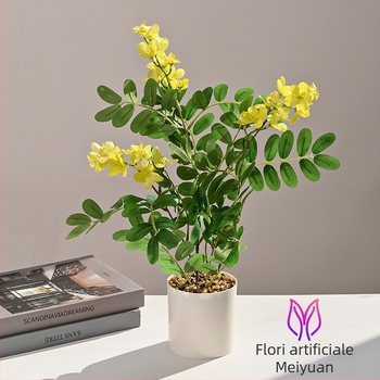 Bonsai artificial cu trandafiri din mătase – decor pentru living și birou