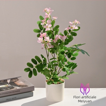 Bonsai artificial cu trandafiri din mătase – decor pentru living și birou
