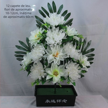 Bonsai din crizanteme de mătase, 12 capete, stil cap de leu, aranjament floral pentru exterior