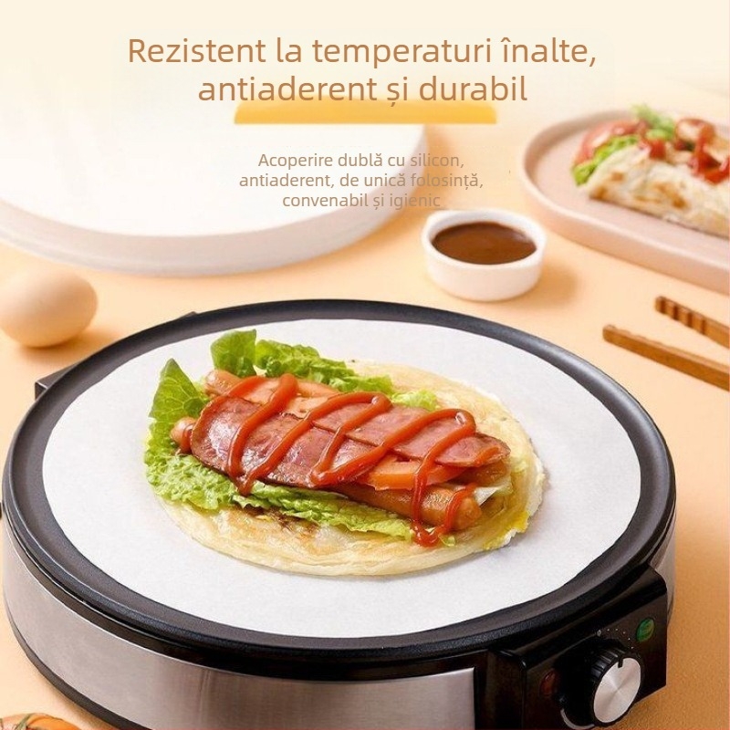 Hârtie de copt rezistentă la ulei pentru clătite făcute manual, de calitate alimentară, antiaderentă, pentru congelare, potrivită pentru cuptoare casnice și comerciale.
