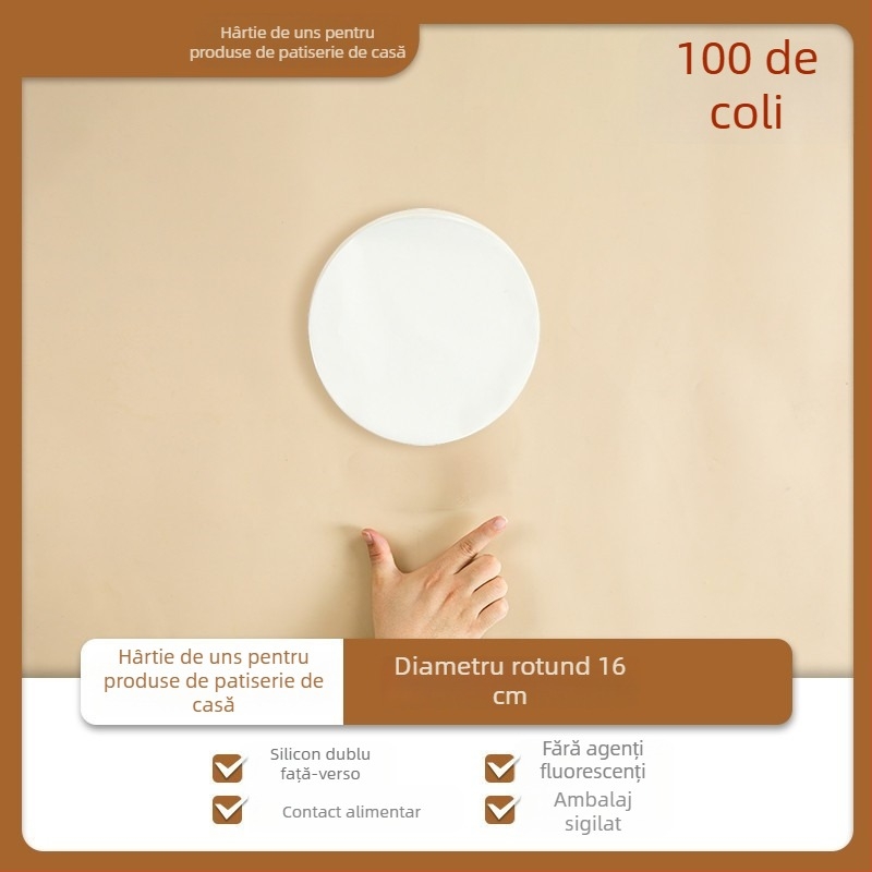 Hârtie de copt rezistentă la ulei pentru clătite făcute manual, de calitate alimentară, antiaderentă, pentru congelare, potrivită pentru cuptoare casnice și comerciale.